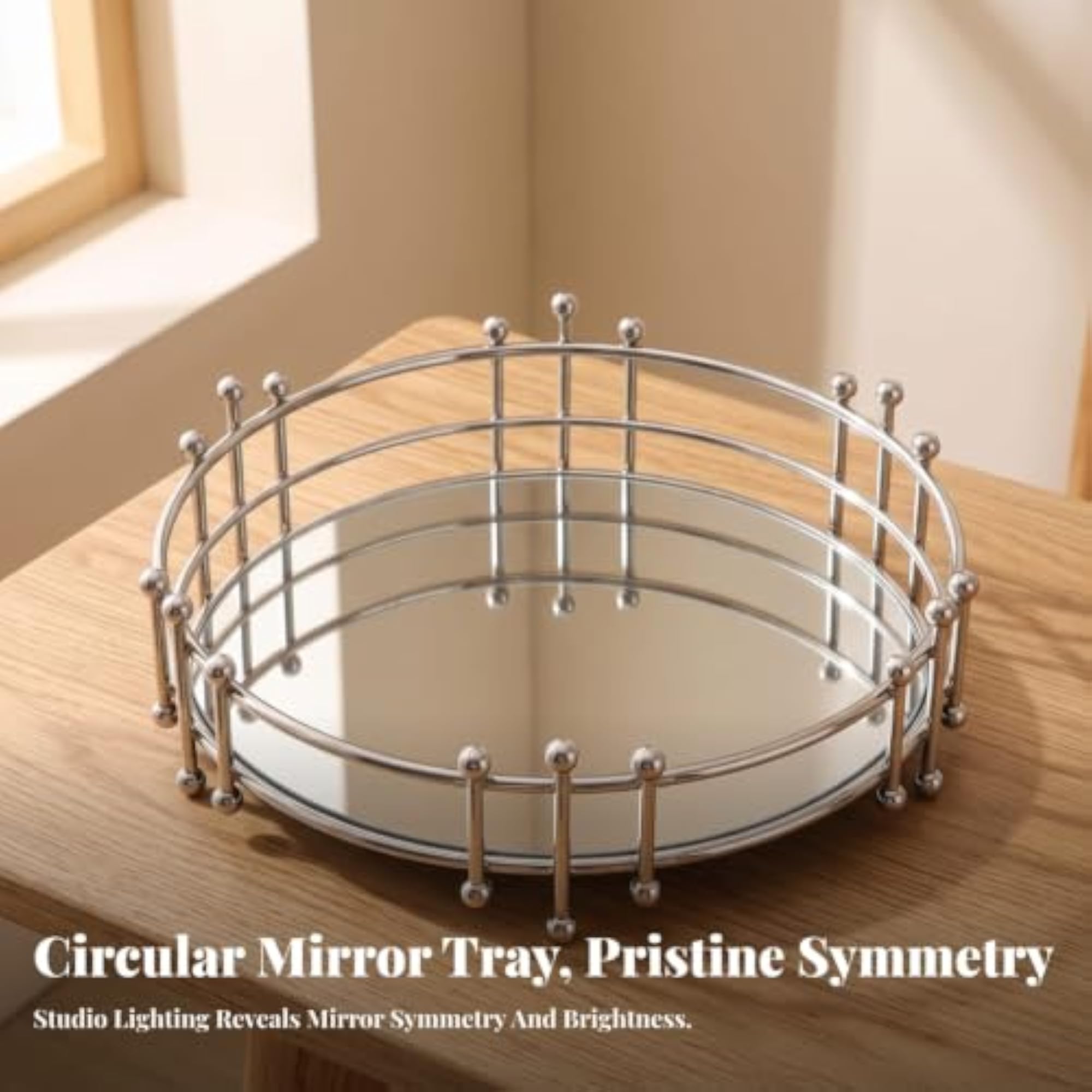 Elegant Mirrored Tray, Polished Vanity Decor